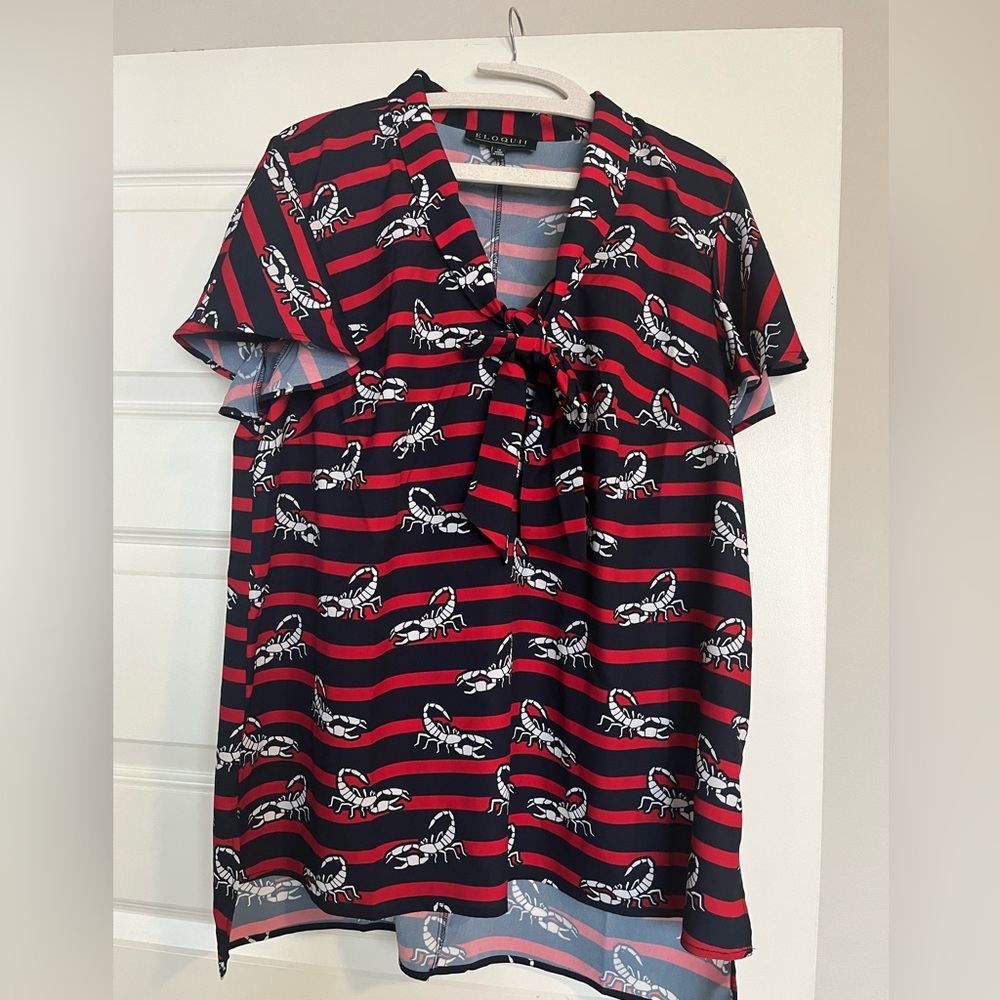 Eloquii Flutter Sleeve Top Scorpion Stripe Pattern size 14, new with tags
